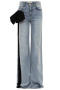 casual non-stretch denim bow-knot decor high-waist jeans(size run small)_Black