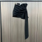chic slight stretch bow ribbon design with lining mini skirt(size run small)_Black