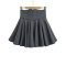 casual non-stretch 5-colors solid high-waist mini pleated skirt with lining_Black_White_Dark Gray