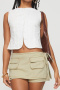 casual non-stretch 4 colors denim high-waist pocket skorts_Blue_Dark Blue_Beige