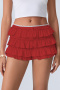 casual slight stretch 5 colors solid color high-waist shorts_Black_White_Pink_Red