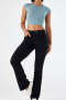 casual high stretch solid color high waist hip lift slim jeans size run small_Black