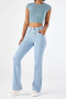 casual high stretch solid color high waist hip lift slim jeans size run small_Black_Sky Blue