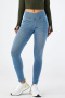 casual high stretch solid high waist hip lift tight fit jeans size run small_Dark Gray_Sky Blue