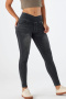 casual high stretch solid high waist hip lift tight fit jeans size run small_Dark Gray