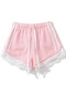 casual slight stretch 4 colors lace trim high-waist shorts(size run small)_Gray_Pink