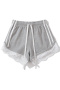 casual slight stretch 4 colors lace trim high-waist shorts(size run small)_Gray