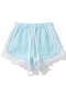 casual slight stretch 4 colors lace trim high-waist shorts(size run small)_Gray_Pink_Sky Blue