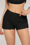 new plus-size medium stretch 3-color texture high-waist all-match shorts_Black