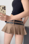 sexy non-stretch 5 colors with belt mini skirt(size run small)_Black_White_Gray_Rose Red_Khaki