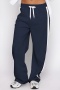 casual plus size slight stretch color-block drawstring loose sweatpants_Black_Gray_Dark Gray_Dark Green_Dark Blue