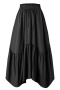 stylish plus-size 5-color patchwork slight stretch lace-up high-waist maxi skirt_Black