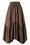 stylish plus-size 5-color patchwork slight stretch lace-up high-waist maxi skirt_Black_White_Dark Green_Beige_Brown