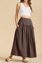 s-xl slight stretch 5-color patchwork pockets high-waist maxi skirts_Black_Dark Green_Beige_Reddish Brown