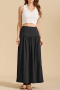 s-xl slight stretch 5-color patchwork pockets high-waist maxi skirts_Black