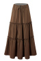 new slight stretch 4-color patchwork pockets high-waist lace-up maxi skirts_Black_White_Green_Brown