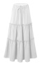 new slight stretch 4-color patchwork pockets high-waist lace-up maxi skirts_Black_White
