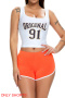 casual plus size slight stretch 13 colors slim mid waist shorts (only shorts)_Black_Pink_Light Pink_Rose Red_Yellow_Orange