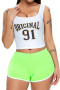 casual plus size slight stretch 13 colors slim mid waist shorts (only shorts)_Black_Pink_Light Pink_Rose Red_Yellow_Orange_Light Green