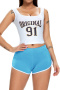casual plus size slight stretch 13 colors slim mid waist shorts (only shorts)_Black_Pink_Light Pink_Rose Red_Yellow_Orange_Light Green_Aqua Green_Green_Sky Blue