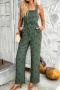 casual slight stretch 4 colors drawstring overalls(no underwear)_Black_White_Dark Green