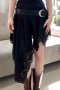 sexy slight stretch high-waist solid color midi skirt_Black