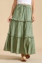 stylish slight stretch 5 colors drawstring maxi skirt_Black_White_Green