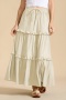 stylish slight stretch 5 colors drawstring maxi skirt_Black_White_Green_Beige