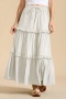 stylish slight stretch 5 colors drawstring maxi skirt_Black_White