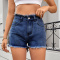 stylish plus size non-stretch 3 colors mid waist denim shorts_Black_Sky Blue_Dark Blue