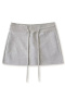 casual slight stretch 7 colors high-waist drawstring mini skirt(size run small)_Black_White_Gray