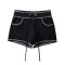 casual slight stretch 3 colors low-waist drawstring shorts(size run small)_Black