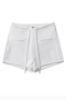 casual slight stretch 5 colors drawstring high-waist shorts(size run small)_Black_White
