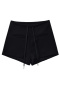 casual slight stretch 5 colors drawstring high-waist shorts(size run small)_Black