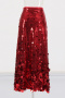 new plus size non-stretch high quality sequined high waist maxi skirt_Red
