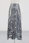 new plus size non-stretch high quality sequined high waist maxi skirt_Red_Silver