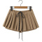 casual slight stretch high-waist drawstring pleated mini skirt(size run small)_White_Khaki