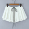 casual slight stretch high-waist drawstring pleated mini skirt(size run small)_White