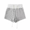 casual stretch contrast color stripe printing drawstring shorts(size run small)_Black_White