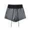 casual stretch contrast color stripe printing drawstring shorts(size run small)_Black