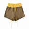 casual stretch contrast color stripe printing drawstring shorts(size run small)_Black_White_Yellow