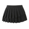casual non-stretch pleated high waist mini skirt with lining size run small_Black