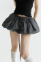 casual non-stretch solid color with pocket mini skirt with lining size run small_Black_Gray