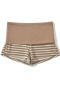 casual slight stretch stripe print low waist shorts size run small_Black_Sky Blue_Dark Blue_Khaki