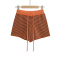 casual slight stretch knitted striped slim drawstring shorts size run small_Orange