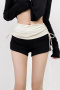 casual slight stretch patchwork drawstring shorts size run small_Black