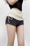 casual slight stretch patchwork drawstring shorts size run small_Black_Dark Gray