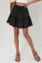 casual slight stretch 5 colors tie-waist with lined all-match mini skirt_Black