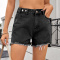 casual non-stretch raw trim all-match denim shorts_Dark Gray
