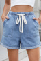 casual plus size non-stretch 7 colors solid color loose denim shorts_Black_White_Dark Gray_Sky Blue